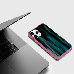 Чехол iPhone 11 Pro матовый Абстрактные волны в темноте, цвет: 3D-малиновый — фото 2