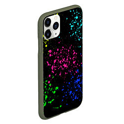 Чехол iPhone 11 Pro матовый Брызги неоновых красок, цвет: 3D-темно-зеленый — фото 2