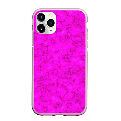 Чехол iPhone 11 Pro матовый Розовый яркий неоновый узор с мраморной текстурой, цвет: 3D-розовый