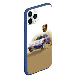 Чехол iPhone 11 Pro матовый Porsche - гонки в пустыне, цвет: 3D-тёмно-синий — фото 2