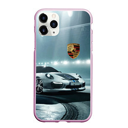 Чехол iPhone 11 Pro матовый Porsche - racing route - motorsport, цвет: 3D-розовый