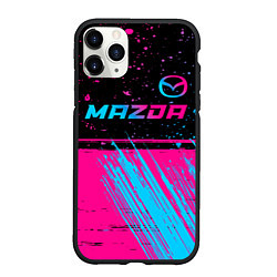 Чехол iPhone 11 Pro матовый Mazda - neon gradient: символ сверху, цвет: 3D-черный