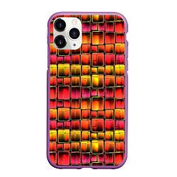 Чехол iPhone 11 Pro матовый Неоновый геометрический узор, цвет: 3D-фиолетовый