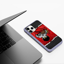 Чехол iPhone 11 Pro матовый Череп пирата, цвет: 3D-светло-сиреневый — фото 2