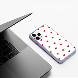 Чехол iPhone 11 Pro матовый Белая поляна с красными сердечками, цвет: 3D-светло-сиреневый — фото 2