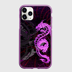 Чехол iPhone 11 Pro матовый Неоновый дракон purple dragon, цвет: 3D-фиолетовый
