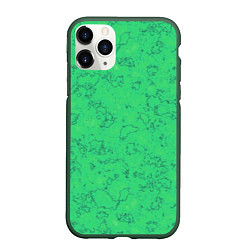 Чехол iPhone 11 Pro матовый Мраморный зеленый яркий узор, цвет: 3D-темно-зеленый