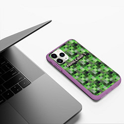 Чехол iPhone 11 Pro матовый Minecraft - пиксельные лица, цвет: 3D-фиолетовый — фото 2