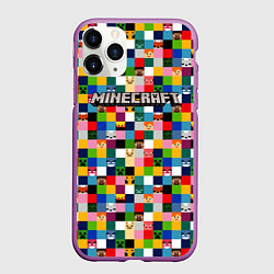 Чехол iPhone 11 Pro матовый Minecraft - пиксельные персонажи, цвет: 3D-фиолетовый