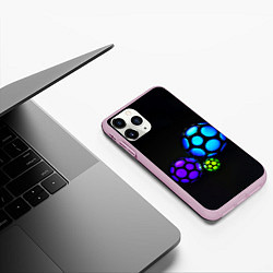 Чехол iPhone 11 Pro матовый Объёмные неоновые шары, цвет: 3D-розовый — фото 2