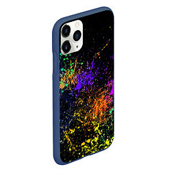 Чехол iPhone 11 Pro матовый Абстрактные брызги краски, цвет: 3D-тёмно-синий — фото 2