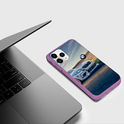 Чехол iPhone 11 Pro матовый Мощная бэха на трассе, цвет: 3D-фиолетовый — фото 2