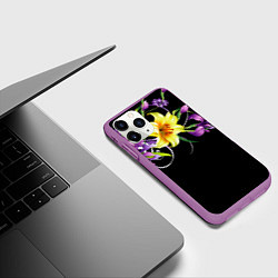 Чехол iPhone 11 Pro матовый Лилии, цвет: 3D-фиолетовый — фото 2