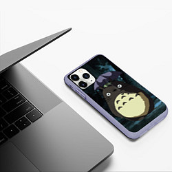 Чехол iPhone 11 Pro матовый Totoro in rain forest, цвет: 3D-светло-сиреневый — фото 2