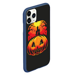 Чехол iPhone 11 Pro матовый Тыква на Хэллоуин, цвет: 3D-тёмно-синий — фото 2