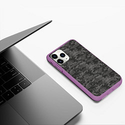 Чехол iPhone 11 Pro матовый Камуфляж AOR-2 серый пиксель, цвет: 3D-фиолетовый — фото 2