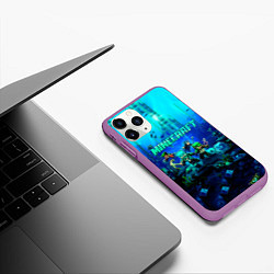 Чехол iPhone 11 Pro матовый Minecraft water, цвет: 3D-фиолетовый — фото 2