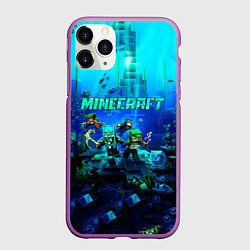 Чехол iPhone 11 Pro матовый Minecraft water, цвет: 3D-фиолетовый
