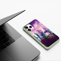 Чехол iPhone 11 Pro матовый Мем камень лицо - головы Моаи, цвет: 3D-салатовый — фото 2
