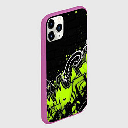 Чехол iPhone 11 Pro матовый Яркое граффити на черной стене, цвет: 3D-фиолетовый — фото 2