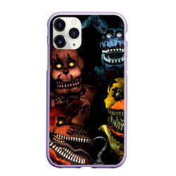 Чехол iPhone 11 Pro матовый Five Nights at Freddys, цвет: 3D-светло-сиреневый