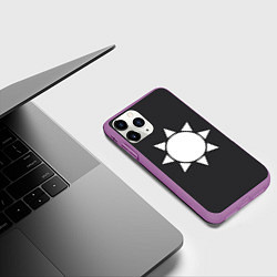 Чехол iPhone 11 Pro матовый Белое солнце узор, цвет: 3D-фиолетовый — фото 2