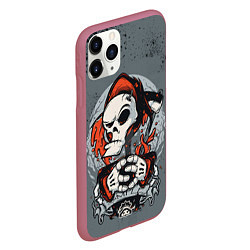 Чехол iPhone 11 Pro матовый Slipknot Скелет, цвет: 3D-малиновый — фото 2