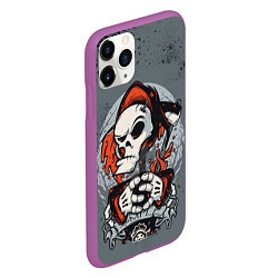 Чехол iPhone 11 Pro матовый Slipknot Скелет, цвет: 3D-фиолетовый — фото 2