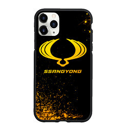 Чехол iPhone 11 Pro матовый SsangYong - gold gradient, цвет: 3D-черный