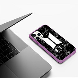 Чехол iPhone 11 Pro матовый BTS - Автографы, цвет: 3D-фиолетовый — фото 2