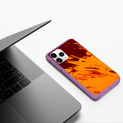 Чехол iPhone 11 Pro матовый Лава - брызги, цвет: 3D-фиолетовый — фото 2