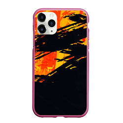 Чехол iPhone 11 Pro матовый Orange and black, цвет: 3D-малиновый