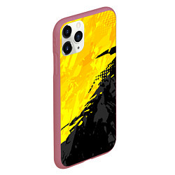 Чехол iPhone 11 Pro матовый Black and yellow, цвет: 3D-малиновый — фото 2