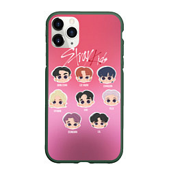 Чехол iPhone 11 Pro матовый Chibi Stray Kids, цвет: 3D-темно-зеленый