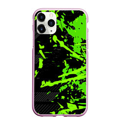 Чехол iPhone 11 Pro матовый Black & Green, цвет: 3D-розовый