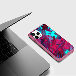 Чехол iPhone 11 Pro матовый Смешанные краски, цвет: 3D-малиновый — фото 2