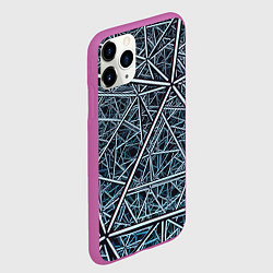 Чехол iPhone 11 Pro матовый Абстрактное множество технологичных связей, цвет: 3D-фиолетовый — фото 2