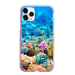 Чехол iPhone 11 Pro матовый Дно морское, цвет: 3D-розовый