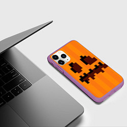 Чехол iPhone 11 Pro матовый Тыква - Майнкрафт - Хеллоуин, цвет: 3D-фиолетовый — фото 2