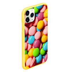 Чехол iPhone 11 Pro матовый Много ярких конфет, цвет: 3D-желтый — фото 2