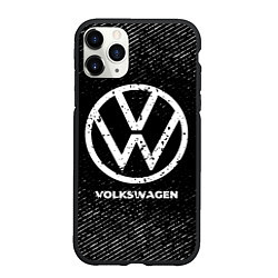 Чехол iPhone 11 Pro матовый Volkswagen с потертостями на темном фоне, цвет: 3D-черный