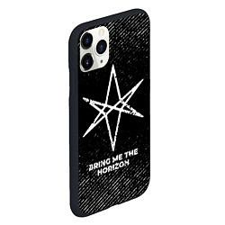 Чехол iPhone 11 Pro матовый Bring Me the Horizon с потертостями на темном фоне, цвет: 3D-черный — фото 2