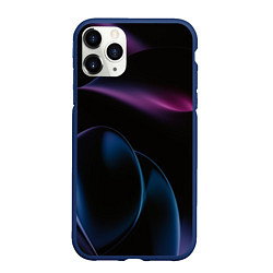 Чехол iPhone 11 Pro матовый Абстрактные фиолетовые волны, цвет: 3D-тёмно-синий