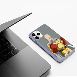 Чехол iPhone 11 Pro матовый Ванпанчмен - герой Сайтама, цвет: 3D-светло-сиреневый — фото 2