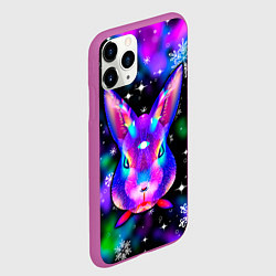 Чехол iPhone 11 Pro матовый Неоновый кролик, цвет: 3D-фиолетовый — фото 2