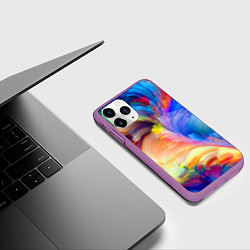 Чехол iPhone 11 Pro матовый Неоновое перо, цвет: 3D-фиолетовый — фото 2