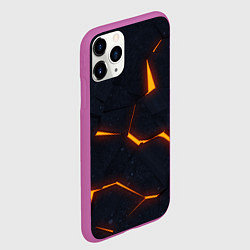 Чехол iPhone 11 Pro матовый Неоновые плиты в разломе, цвет: 3D-фиолетовый — фото 2