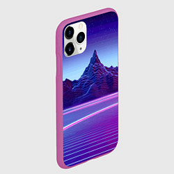 Чехол iPhone 11 Pro матовый Neon mountains - Vaporwave, цвет: 3D-фиолетовый — фото 2