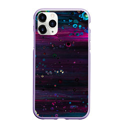 Чехол iPhone 11 Pro матовый Фиолетовые абстрактные волны и камни, цвет: 3D-светло-сиреневый