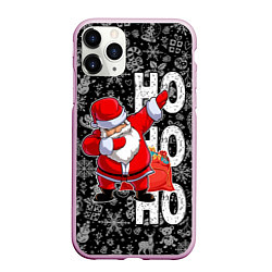 Чехол iPhone 11 Pro матовый Santa Claus, dabbing, through the snow, цвет: 3D-розовый